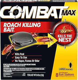 Combat Max Roach Killing Bait, Large Roaches, Kills the Nest, 8 Count | Targets large roaches at the source, eliminates nests, child-resistant design, unscented, kills for 3 months