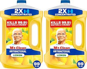 Mr. Clean Antibacterial All Purpose Cleaner,Floor Cleaner for Mopping Home, Bathroom, & Kitchen,Cleaning Liquid for Mop & Bucket,Cleaning Supplies,Multi-Surface Dilutable, Lemon, 99 Fl Oz (Pack of 2)