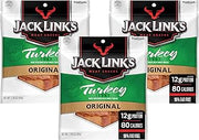 Jack Link's Original Turkey Jerky - 2.85 oz Bag - Ready to Eat Protein Snack - 12g Protein per Serving - Made with 100% Real Turkey (Pack of 3)