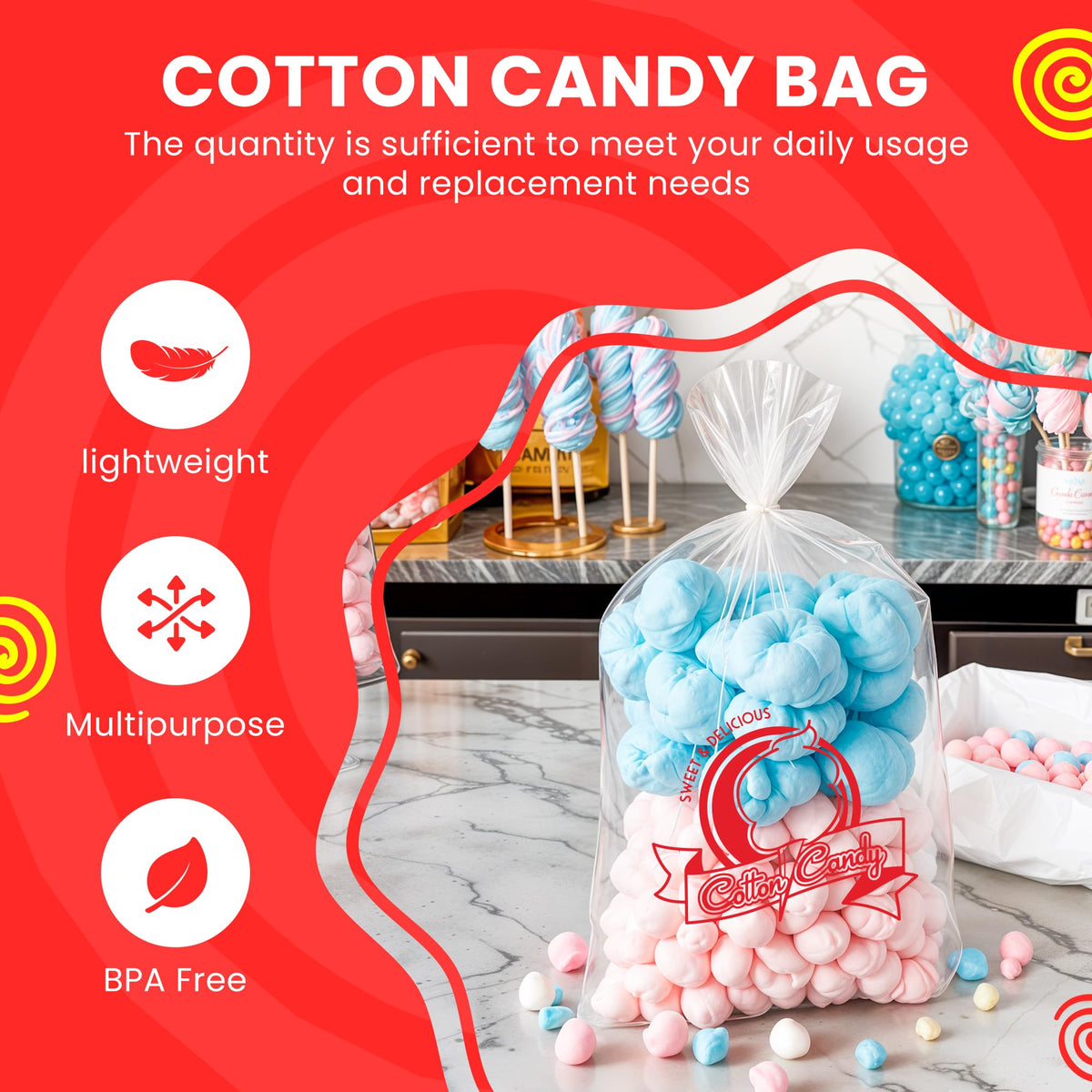 Stock Your Home 500 / 11.5 inches x 18.5 inches / Clear Cotton Candy
