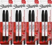 Sharpie Twin Tip Permanent Markers, Fine and Ultra Fine, Black, 8 Count
