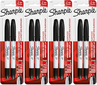 Sharpie Twin Tip Permanent Markers, Fine and Ultra Fine, Black, 8 Count
