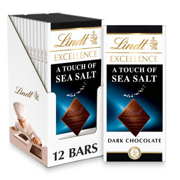 EXCELLENCE Sea Salt Dark Chocolate Candy Bar by Lindt – 3.5 Ounce (Pack of 12), Natural, Pack of 12, Model 392965