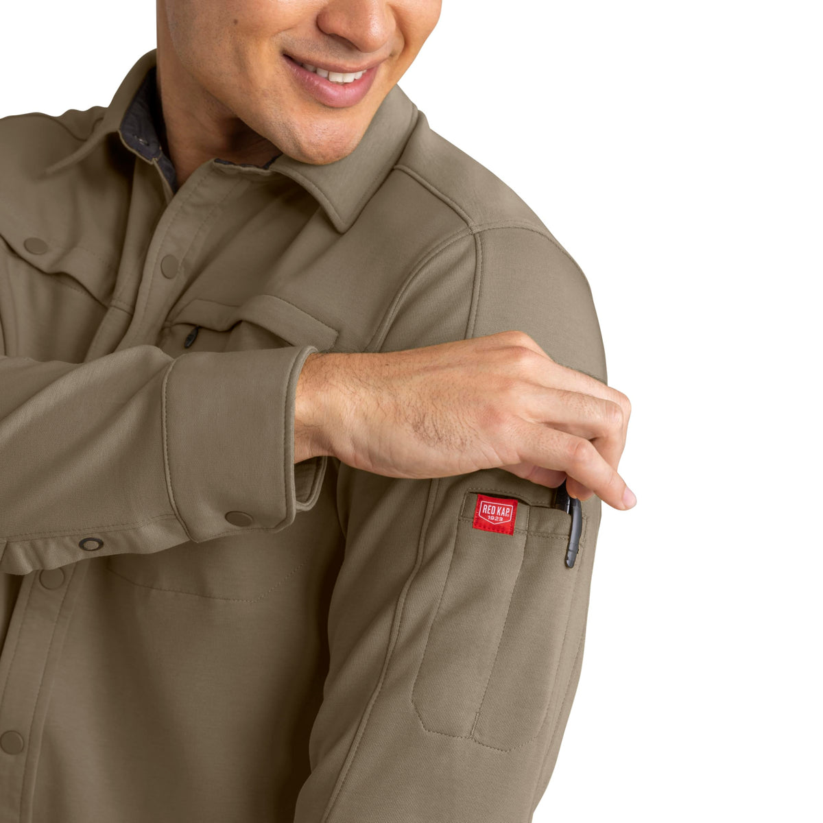 Men's Snap Front Jersey Long Sleeve Work Shirt by Red Kap – Cotton, Fallen Rock, Model S5K3FR RG 3XL