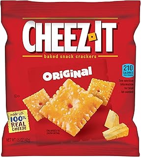 Cheez-It Baked Snack Cheese Crackers, Original, Single Serve, 1.5 oz Bags (8 Count)(Pack of 6)
