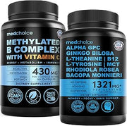 MEDCHOICE Methyl B Complex Capsules and Nootropic Brain Supplement for Memory and Focus - High Potency B Complex with L-Methylfolate and Ginkgo Biloba for Daily Cognitive Support