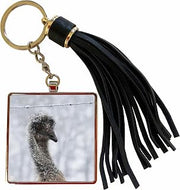 3dRose Photograph of an emu wondering what the heck all the white stuff is. Tassel Key Chain