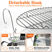 DePango Oval Roasting Rack, Stainless Steel with Handle, 16.5 x 11.5 x 5.5 Inch