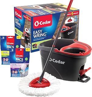 O-Cedar EasyWring Microfiber Spin Mop and Bucket Cleaning System + Citrus and Lavender Pacs (Variety Pack)