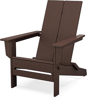 Polywood Contemporary Modern Folding Adirondack Chair in Mahogany