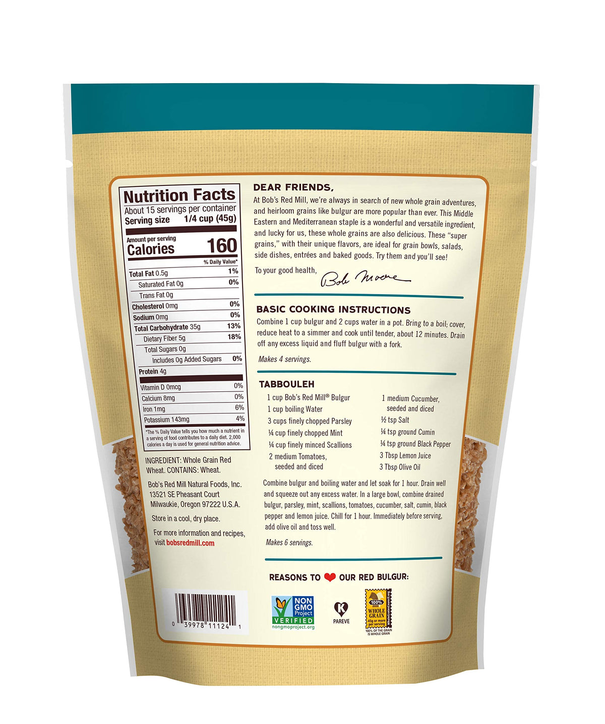Red Bulgur/Red Wheat by Bob's Red Mill – 24 Ounce (Pack of 4), Pack of 4, Model P101040