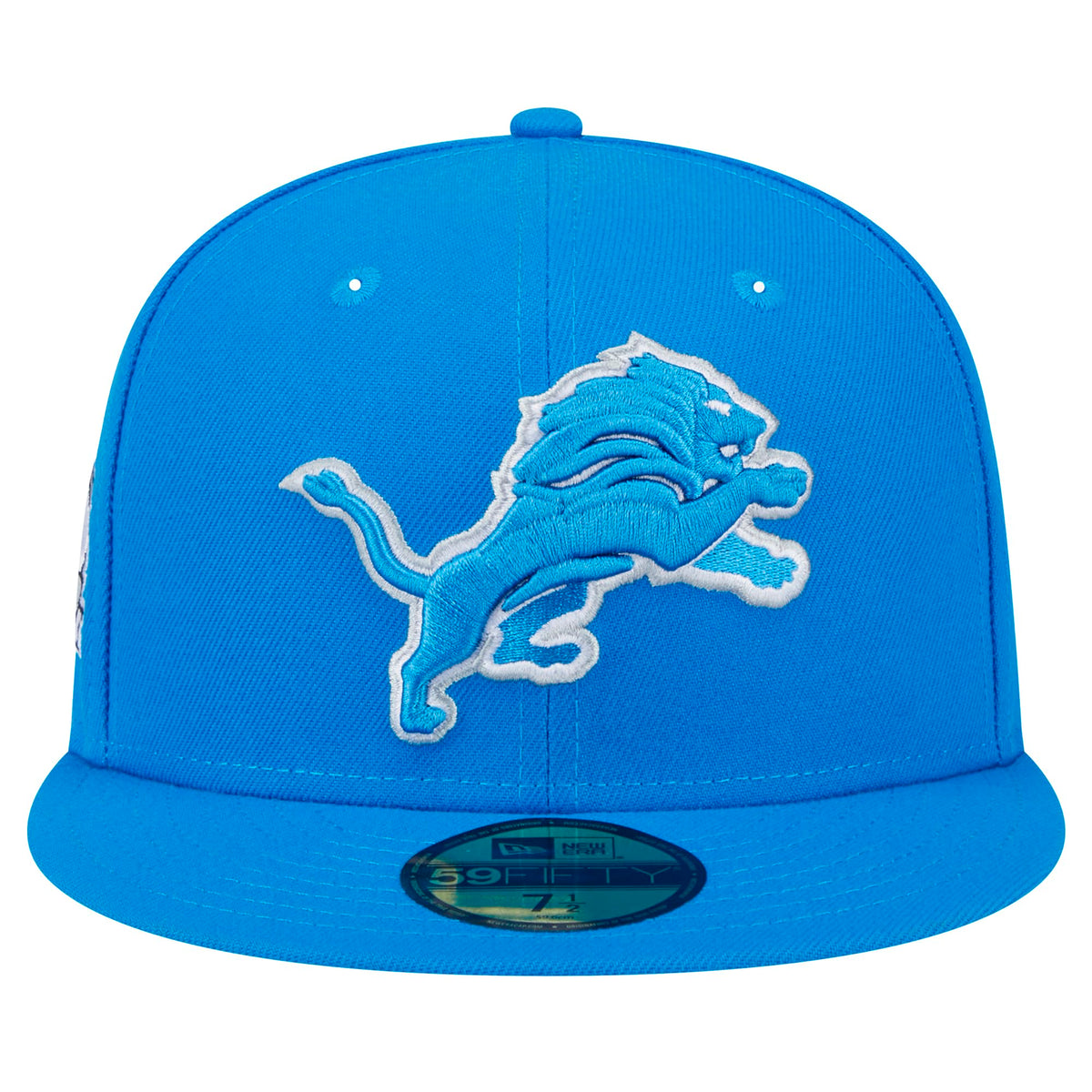 Men's Blue Detroit Lions Main Side Patch 59FIFTY Fitted Hat by New Era – 7 1/2, Polyester, Detroit Lions, Blue, Model Nfl Main Side Patch 59fifty Otc