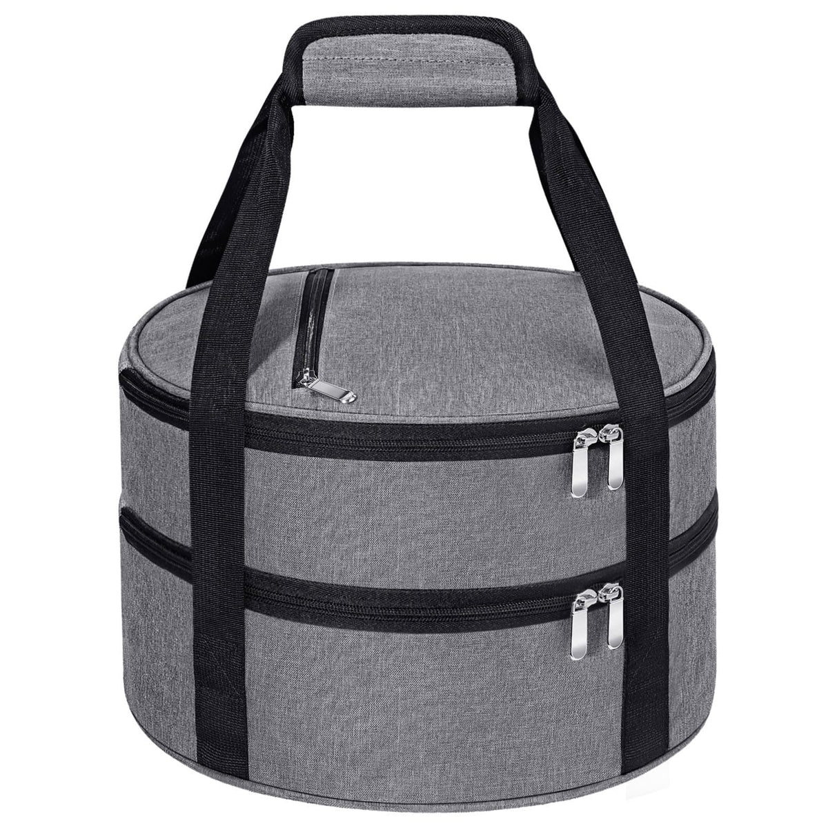 MIAOJIE Insulated Casserole Carrier, Double Layer Round, Gray