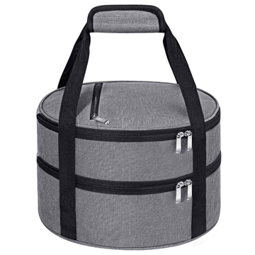 MIAOJIE Insulated Casserole Carrier, Double Layer Round, Gray