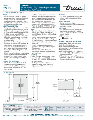 Manufacturing-T-43-HC-Reach Ins by True – Stainless Steel, Model 03RIFridge