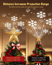 Brightown Lighted Star Tree Topper, 10 Inch Golden with Snowflake Projector