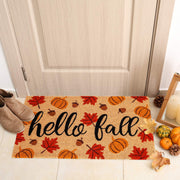JarThenaAMCS Coir Doormat, Hello Fall Maple Leaf Pumpkin Design, 16.5 x 29.1 Inch