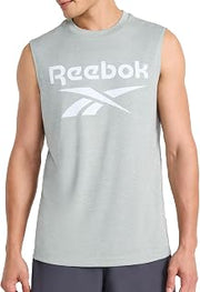 Reebok Apparel Men's Gladiator Large Logo Muscle, Black Heather
