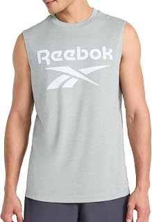 Reebok Apparel Men's Gladiator Large Logo Muscle, Black Heather