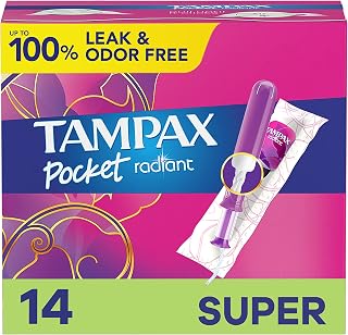 Tampax Radiant Tampons, Super Absorbency, with Leakguard Braid, Unscented, 14 Ct