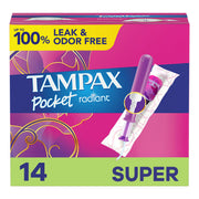 Tampons, Super Absorbency, with Leakguard Braid, Unscented, 14 Ct by Tampax – Rubber, Model Radiant