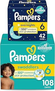 Pampers Disposable Diapers Size 6, Swaddlers 108 Count + Overnight (42 Count)