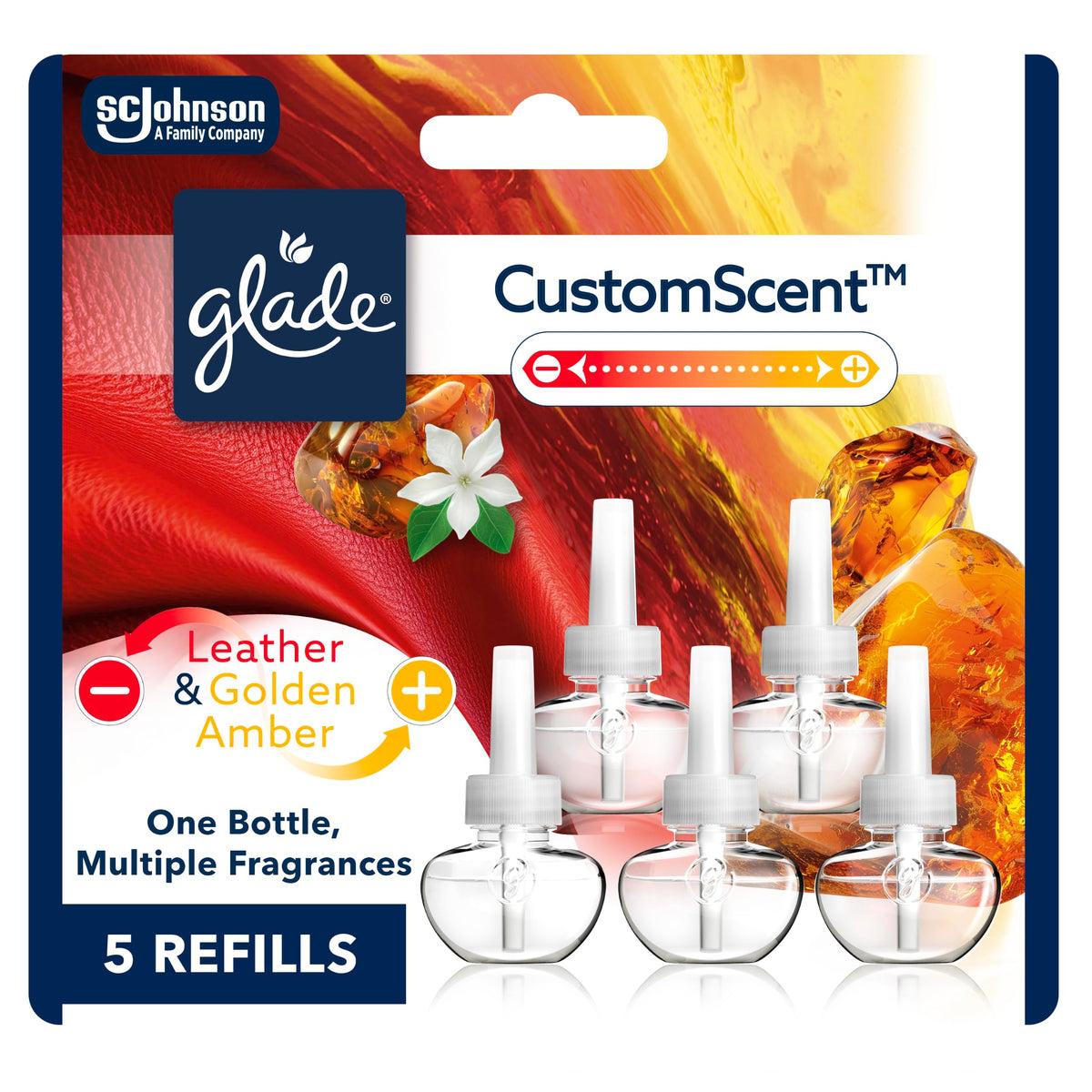Glade Leather & Golden Amber / 3.35 Fl Oz (Pack of 1) / Beige Electric