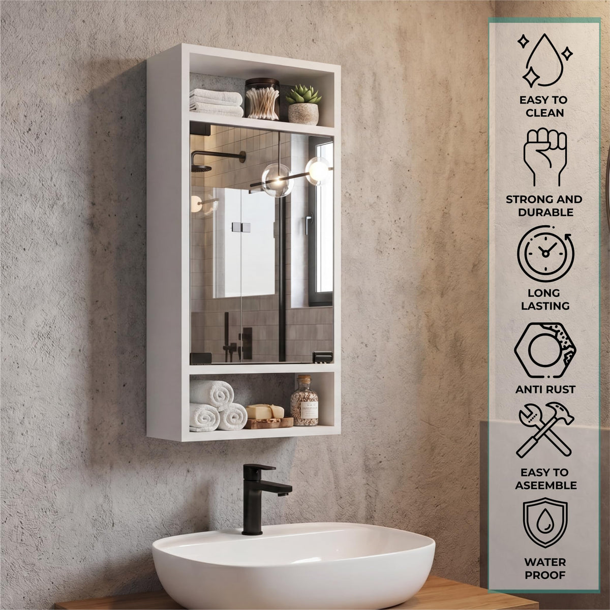 Tuhome White / Modern / 1 Medicine Cabinets