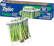 Ziploc Food Storage Produce Bags, Seal Top to Keep and Control Moisture, 15 Bags Total