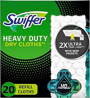 Swiffer Sweeper Heavy Duty Dry Multi-Surface Cloth Refills for Floor Sweeping and Cleaning, Unstopables Fresh Scent, 20 Count