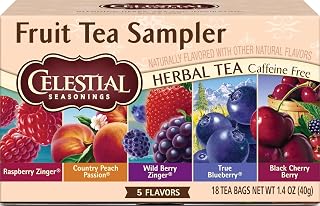 Celestial Seasonings Fruit Tea Sampler Herbal Tea Variety Pack, Caffeine Free, 18 Tea Bags Per Box