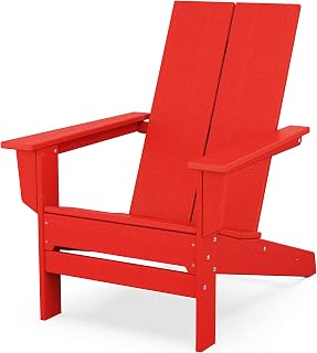 Polywood Contemporary Modern Adirondack Chair in Sunset Red