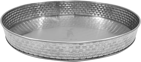 Tablecraft Brickhouse Collection Round Platter, Stainless Steel, 21.5 x 4 cm