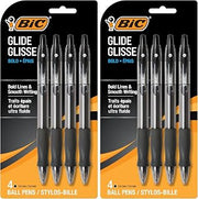 BIC Glide Bold Black Ballpoint Pens,Bold Point (1.6mm),Retractable Ballpoint Pens With Comfortable Full Grip,4 Count (Pack of 2)