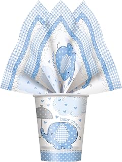 Unique Party Unique 41692 Blue Elephant Boy "Baby Shower" Luncheon Napkins 6.5", 16 Ct.