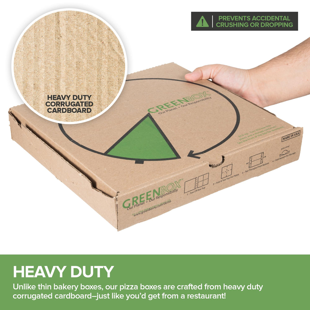 10 Pack Recycled Kraft 12x12 Pizza Box with Built-In Plates and Convertible Storage Container by Stock Your Home – 12X12", green, Pack of 10, Model 2945
