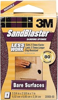 3M 20908-80 80 Grit SandBlaster Bare Surface Sanding Sponge Block