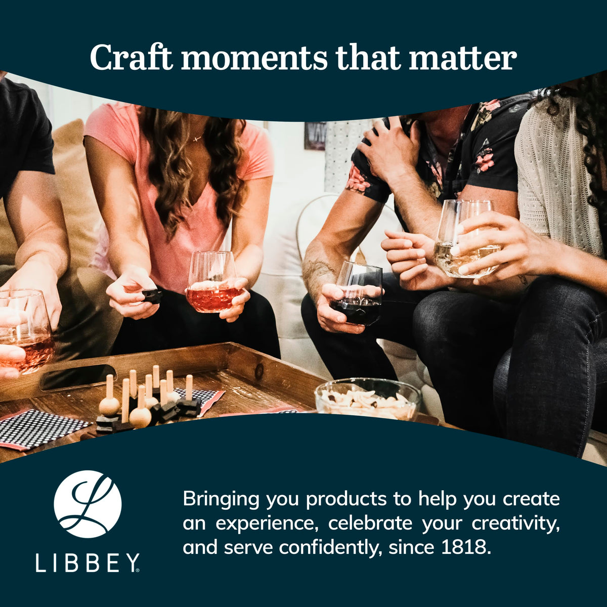 Libbey Stemless Bowl Red 8 (16.75 oz) / 8 Count / Modern Wine Glasses