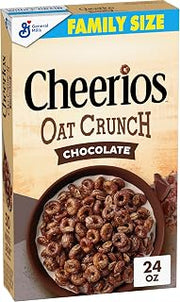 Cheerios Oat Crunch Chocolate Cereal, Whole Grain, Family Size, 24 oz | Whole Grain Oats & Cocoa, 30g Whole Grain per Serving, Helps Keep You Full, Great for Trail Mix