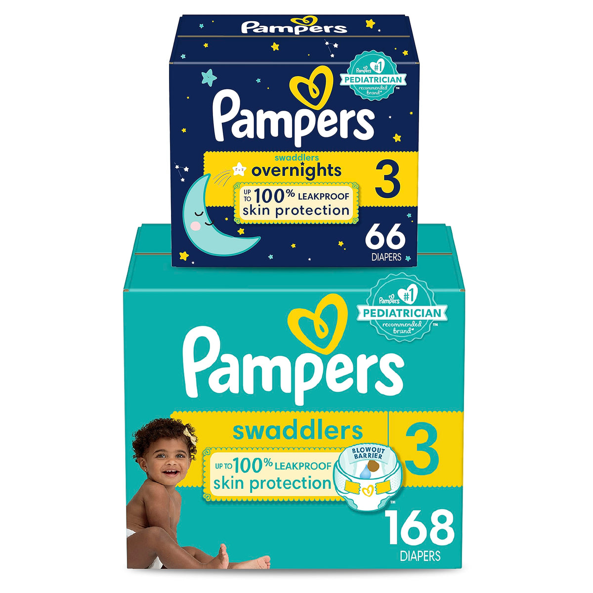 Disposable Diapers Size by Pampers – Size 3, Animal Print (on White/Beige Base), Pack of 168