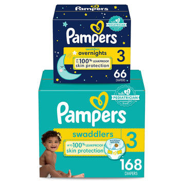 Disposable Diapers Size by Pampers – Size 3, Animal Print (on White/Beige Base), Pack of 168