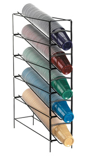 Five Section Vertical Wire Rack Cup Dispenser by DISPENSE-RITE – fits 8 oz to 44 oz cups, Metal, black, Model WR-CT-5