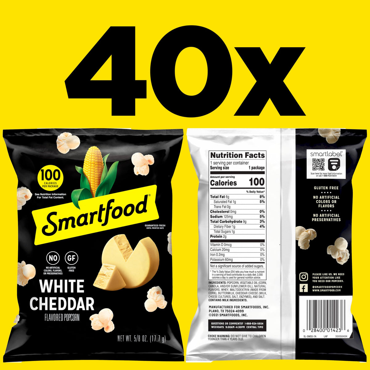 Smartfood White Cheddar / 0.63 Ounce (Pack of 40) / Smartfood Popped