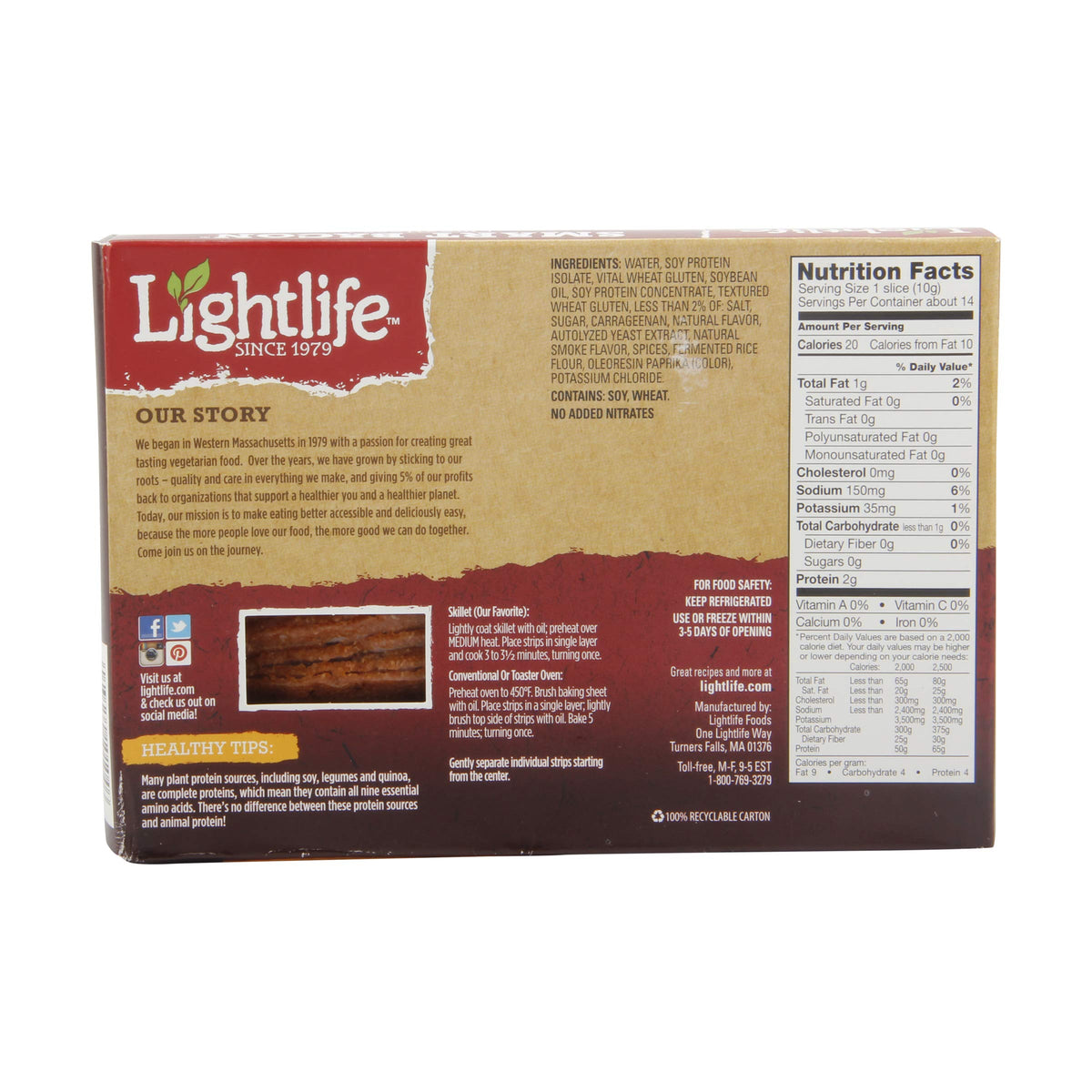 Smart Bacon Meatless Veggie Strips by Lightlife – 5 Ounce
