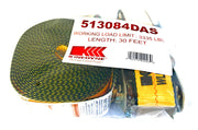 Kinedyne 2in x 30ft Ratchet Strap with Wire Hook by Kinedyne Corporation – 2 Inches X 30 Feet, Polyester, Yellow, Model 513084das