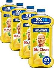 Mr. Clean All Purpose Cleaner, Floor Cleaner for Mopping Home, Bathroom, & Kitchen, Cleaning Liquid for Mop & Bucket, Cleaning Supplies, Multi-Surface Dilutable, Lemon, 41oz (Pack of 4)