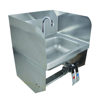 BK Resources NSF Commercial Wall Mounted Hand Sink – Stainless Steel, 14x10 Bowl with Faucet and Splash Guard, Model BKHS-D-1410-1SSBKKPG