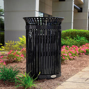 Outdoor Heavy-Duty Slatted Steel Trash Can w/Door by Global Industrial – 36.0 gallons, Steel, Black, Model D42SLAT