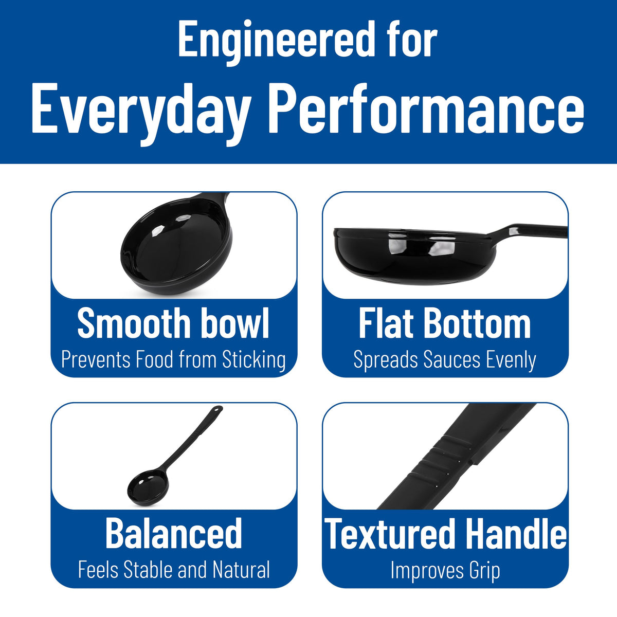 6 Oz Solid Portion Control Spoon by Carlisle FoodService Products – 6 Ounces, Plastic, Black, Model 399003