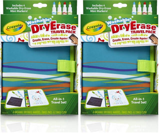 Washable Dry Erase Travel Pack by Crayola – 5 Piece Set (Pack of 2), CRAYONS, White, Pack of 8, Model 98-8670
